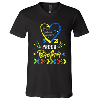 Proud Down Syndrome Brother Awareness V-Neck T-Shirt