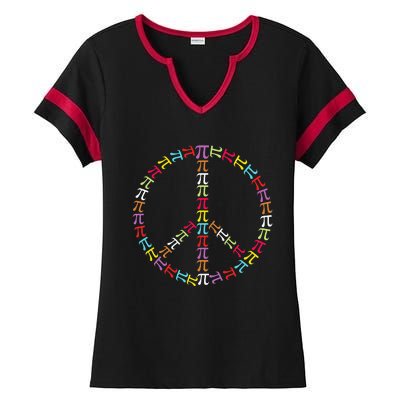 Pi Day Symbol Peace Sign funny Math Teacher Ladies Halftime Notch Neck Tee