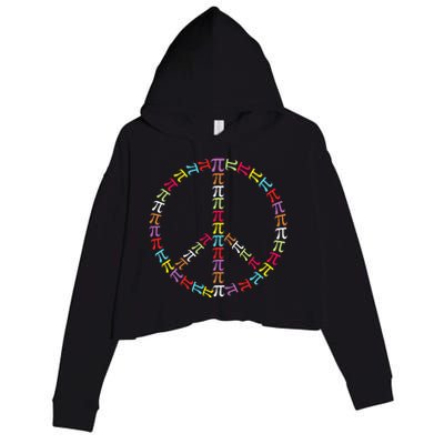 Pi Day Symbol Peace Sign funny Math Teacher Crop Fleece Hoodie