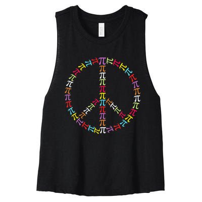 Pi Day Symbol Peace Sign funny Math Teacher Women's Racerback Cropped Tank