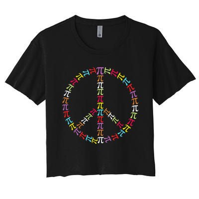 Pi Day Symbol Peace Sign funny Math Teacher Women's Crop Top Tee