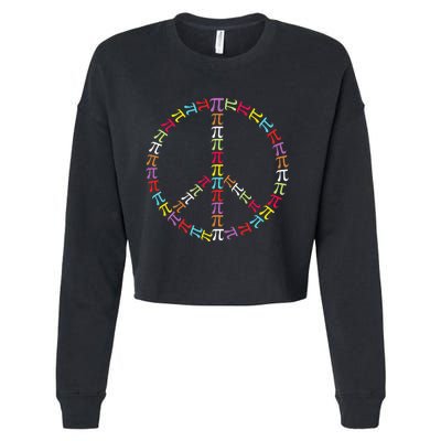 Pi Day Symbol Peace Sign funny Math Teacher Cropped Pullover Crew