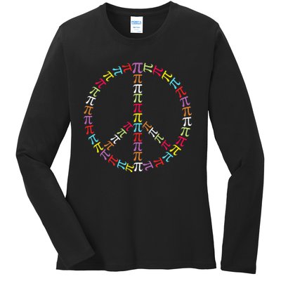 Pi Day Symbol Peace Sign funny Math Teacher Ladies Long Sleeve Shirt