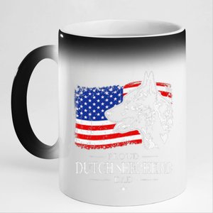 Proud Dutch Shepherd Dad American Flag Patriotic Dog Gift 11oz Black Color Changing Mug