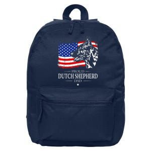 Proud Dutch Shepherd Dad American Flag Patriotic Dog Gift 16 in Basic Backpack