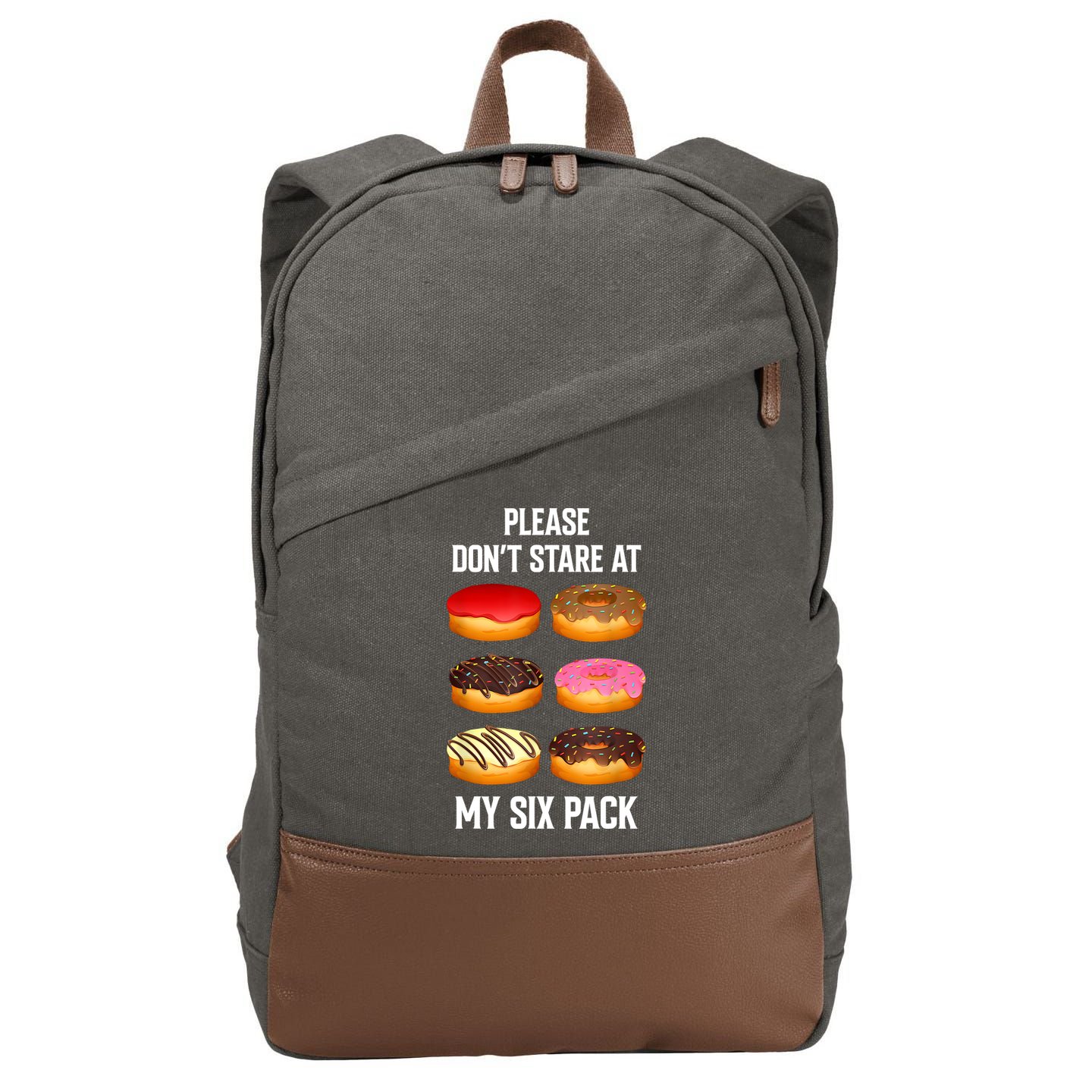 Please Dont Stare At My Six Pack Donuts Abs Six Pack Workout Cotton Canvas Backpack