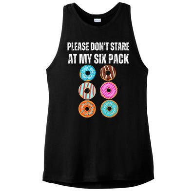 Please Dont Stare Donuts Abs Six Pack Workout Ladies PosiCharge Tri-Blend Wicking Tank