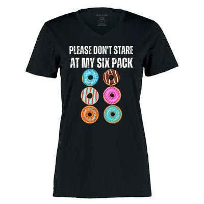 Please Dont Stare Donuts Abs Six Pack Workout Women's Momentum V-Neck T-Shirt