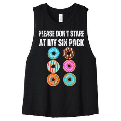 Please Dont Stare Donuts Abs Six Pack Workout Women's Racerback Cropped Tank