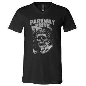 Parkway Drive Surfer Skull Black V-Neck T-Shirt