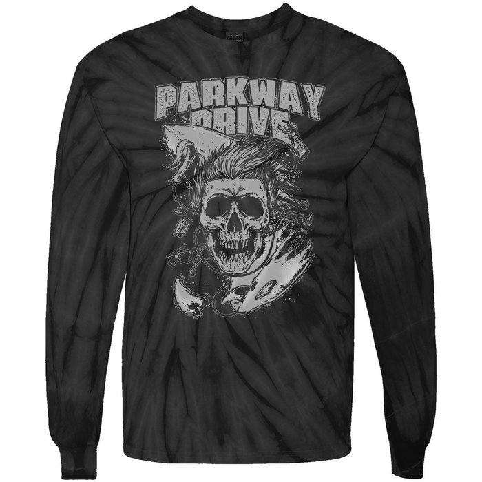 Parkway Drive Surfer Skull Black Tie-Dye Long Sleeve Shirt