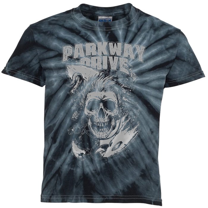 Parkway Drive Surfer Skull Black Kids Tie-Dye T-Shirt