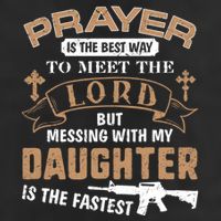 Proud Daddy Saying If You Mess With My Daughter Funny Dad Meaningful Gift 7 Panel Mesh Trucker Snapback Hat