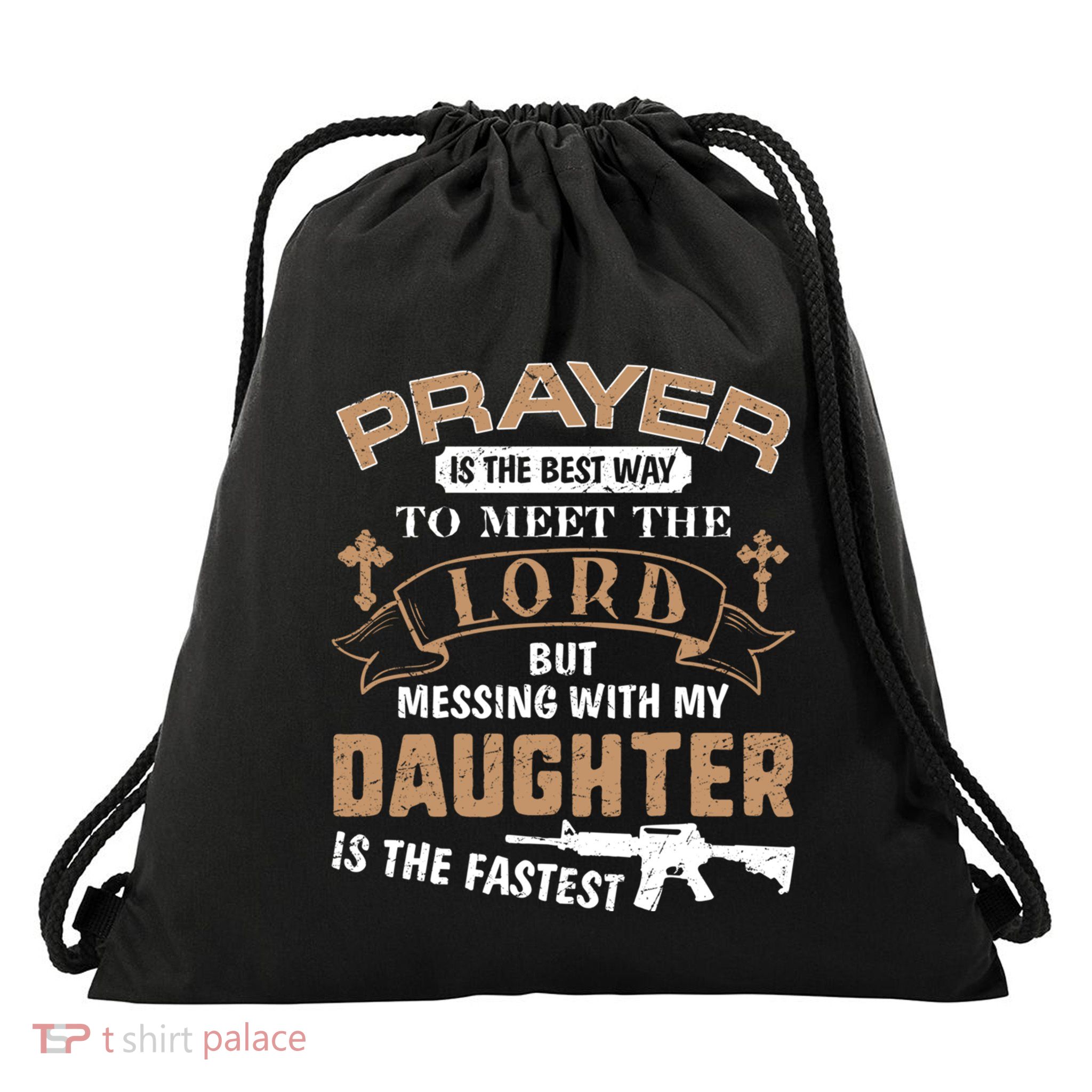Proud Daddy Saying If You Mess With My Daughter Funny Dad Meaningful Gift Drawstring Bag