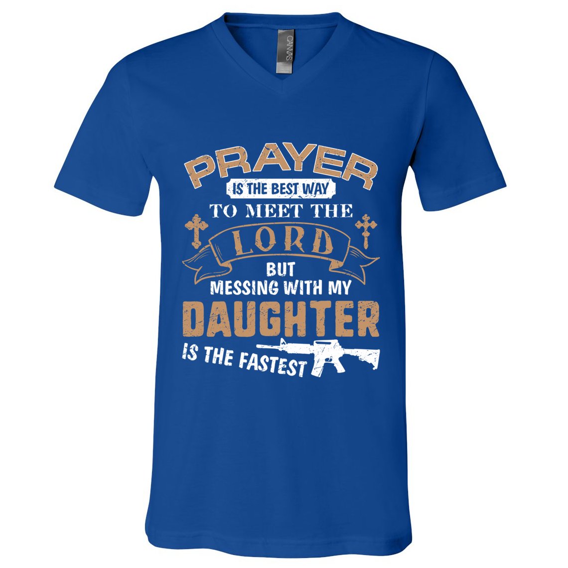 Proud Daddy Saying If You Mess With My Daughter Funny Dad Meaningful Gift V-Neck T-Shirt