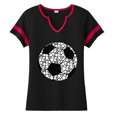 Polka Dots Soccer Ball Ladies Halftime Notch Neck Tee