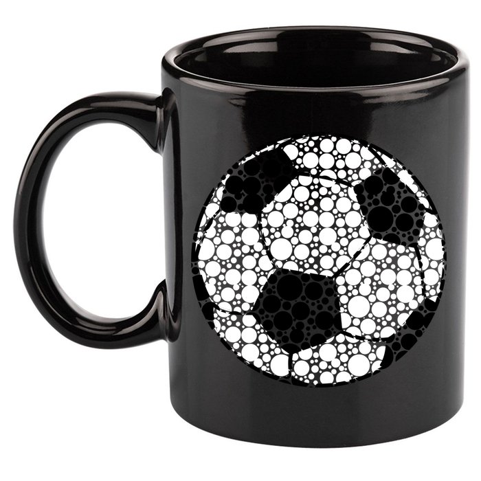 Polka Dots Soccer Ball 11oz C Handle Ceramic Mug