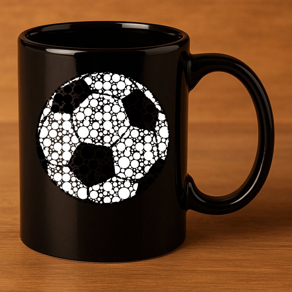 Polka Dots Soccer Ball 11oz C Handle Ceramic Mug