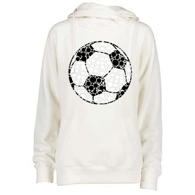 Polka Dots Soccer Ball Womens Funnel Neck Pullover Hood