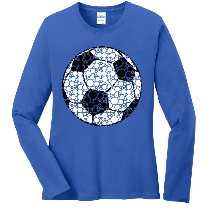 Polka Dots Soccer Ball Ladies Long Sleeve Shirt