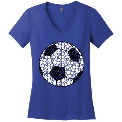 Polka Dots Soccer Ball Women's V-Neck T-Shirt