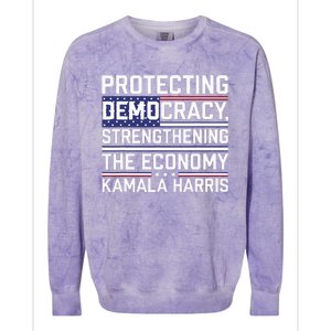 Protecting Democracy Strengthening The Economy Kamala Colorblast Crewneck Sweatshirt