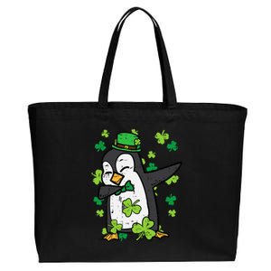 Penguin Dab Saint Paddys green St Patricks Day Cotton Canvas Jumbo Tote