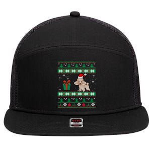 Poodle Dog Santa Hat Funny Dogs Lovers Christmas Xmas Gift 7 Panel Mesh Trucker Snapback Hat