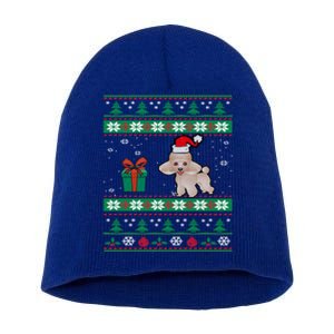 Poodle Dog Santa Hat Funny Dogs Lovers Christmas Xmas Gift Short Acrylic Beanie