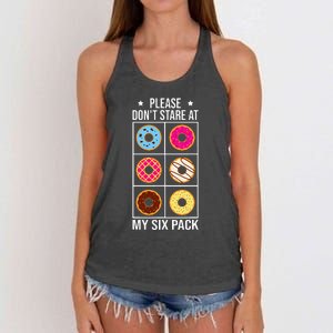 Please Dont Stare At My Six Pack Donuts Workout Funny  Women's Knotted Racerback Tank