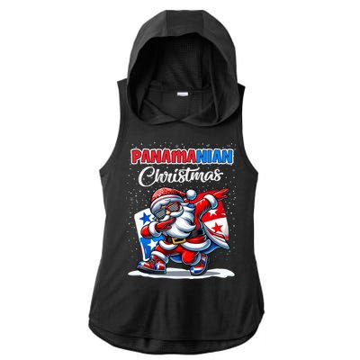 Panama Dabbing Santa Christmas Panama Flag Ladies PosiCharge Tri-Blend Wicking Draft Hoodie Tank