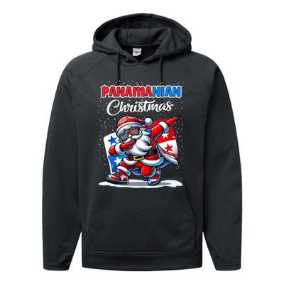 Panama Dabbing Santa Christmas Panama Flag Performance Fleece Hoodie