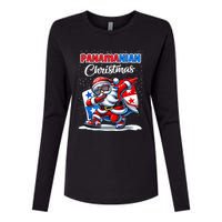 Panama Dabbing Santa Christmas Panama Flag Womens Cotton Relaxed Long Sleeve T-Shirt