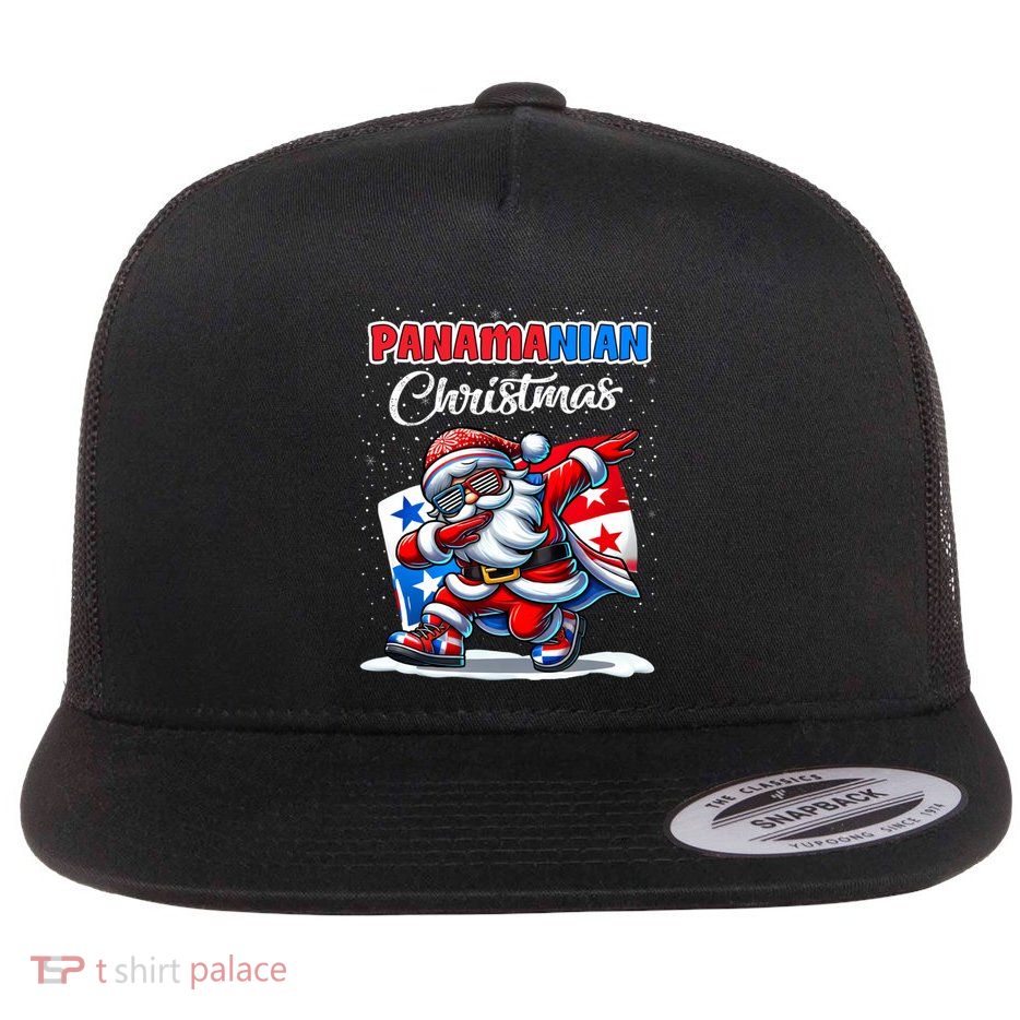 Panama Dabbing Santa Christmas Panama Flag Flat Bill Trucker Hat
