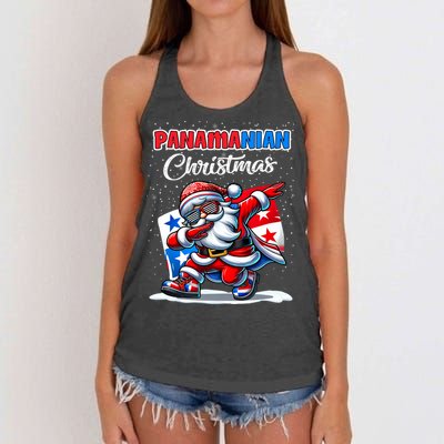 Panama Dabbing Santa Christmas Panama Flag Women's Knotted Racerback Tank