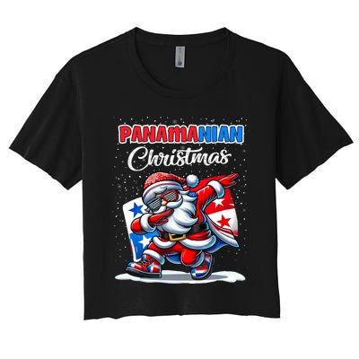 Panama Dabbing Santa Christmas Panama Flag Women's Crop Top Tee