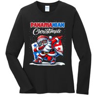 Panama Dabbing Santa Christmas Panama Flag Ladies Long Sleeve Shirt