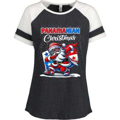 Panama Dabbing Santa Christmas Panama Flag Enza Ladies Jersey Colorblock Tee