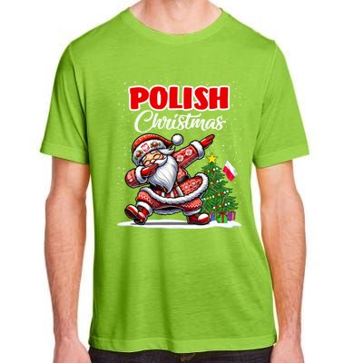 Poland Dabbing Santa Christmas Poland Flag Adult ChromaSoft Performance T-Shirt