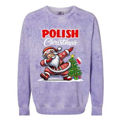 Poland Dabbing Santa Christmas Poland Flag Colorblast Crewneck Sweatshirt