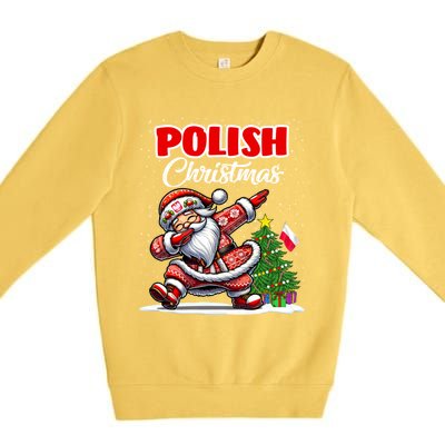 Poland Dabbing Santa Christmas Poland Flag Premium Crewneck Sweatshirt