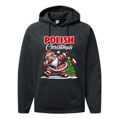 Poland Dabbing Santa Christmas Poland Flag Performance Fleece Hoodie