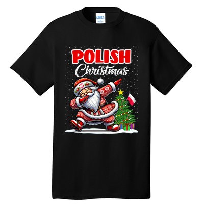 Poland Dabbing Santa Christmas Poland Flag Tall T-Shirt