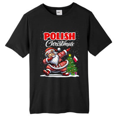 Poland Dabbing Santa Christmas Poland Flag Tall Fusion ChromaSoft Performance T-Shirt