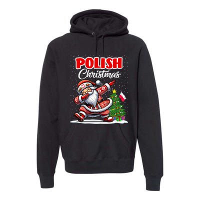 Poland Dabbing Santa Christmas Poland Flag Premium Hoodie