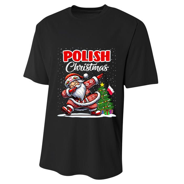 Poland Dabbing Santa Christmas Poland Flag Performance Sprint T-Shirt