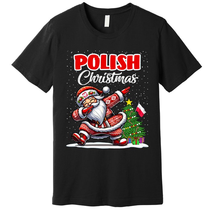 Poland Dabbing Santa Christmas Poland Flag Premium T-Shirt