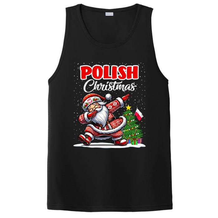 Poland Dabbing Santa Christmas Poland Flag PosiCharge Competitor Tank