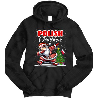 Poland Dabbing Santa Christmas Poland Flag Tie Dye Hoodie