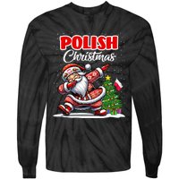 Poland Dabbing Santa Christmas Poland Flag Tie-Dye Long Sleeve Shirt